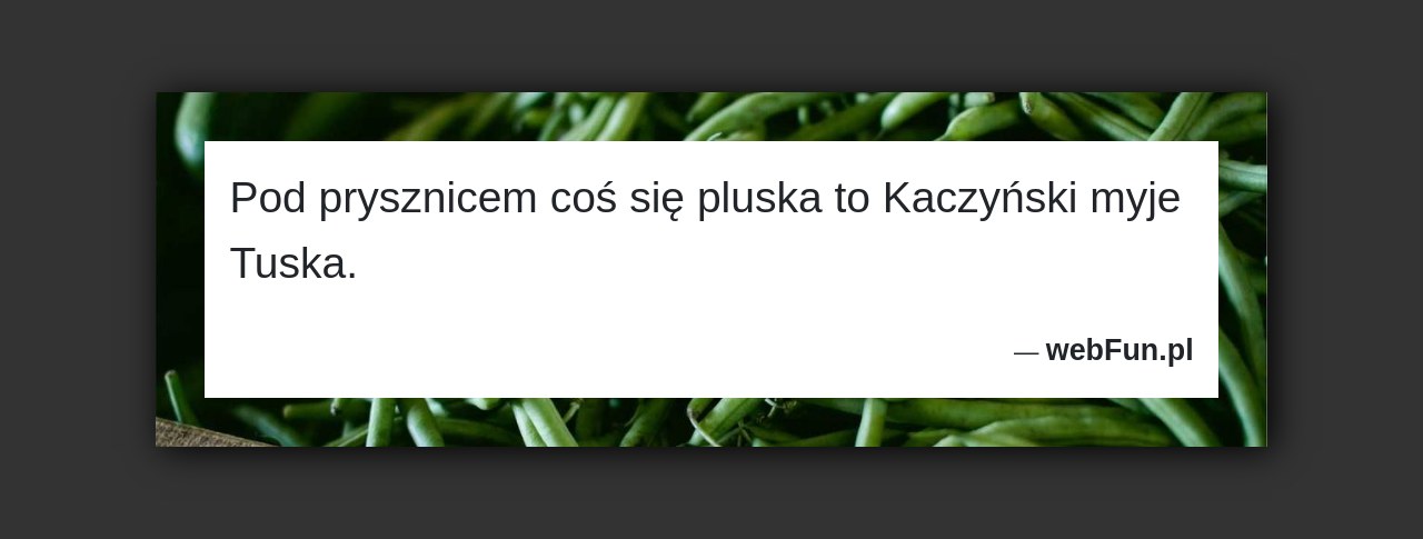 Dowcip: 3236. Pod prysznicem coś się pluska to Kaczyński myje Tuska....Read More... 